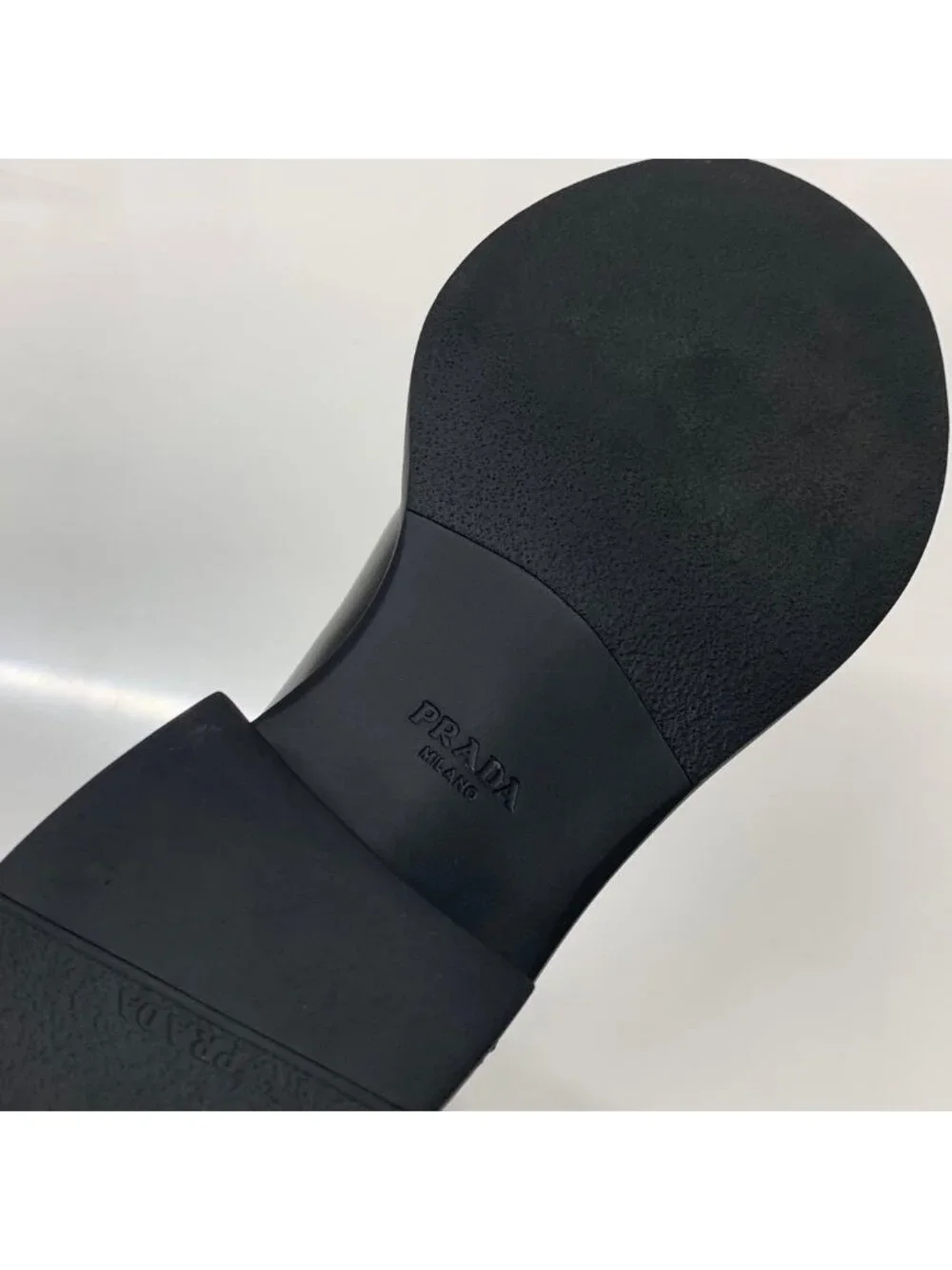 Prada Triangle Logo Leather Side Gore Short Boots Black
